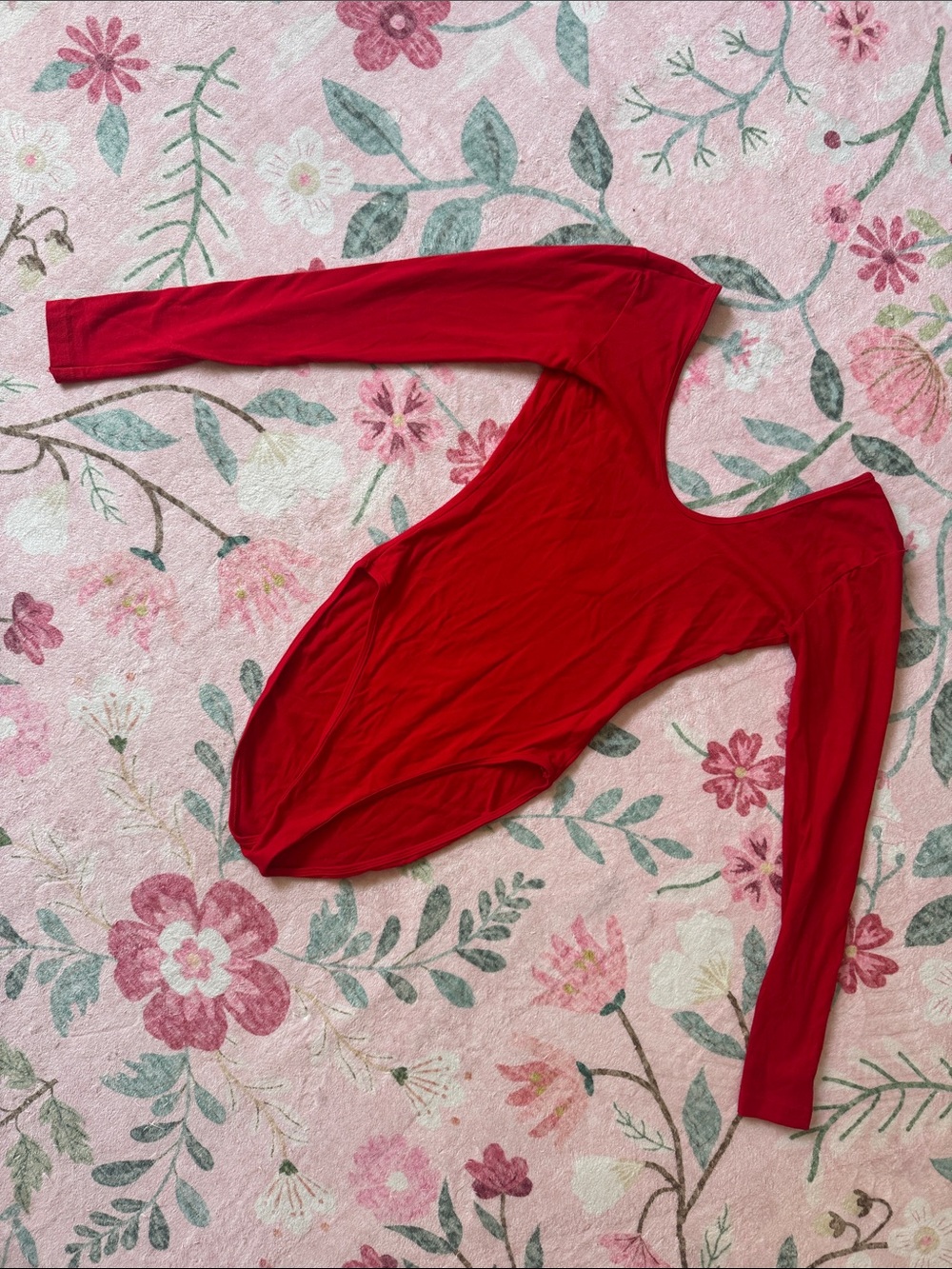 American Apparel Red Long-Sleeve One-Piece Bodysuit